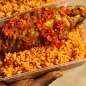 Pack of Jollof Rice with Peppered Turkey